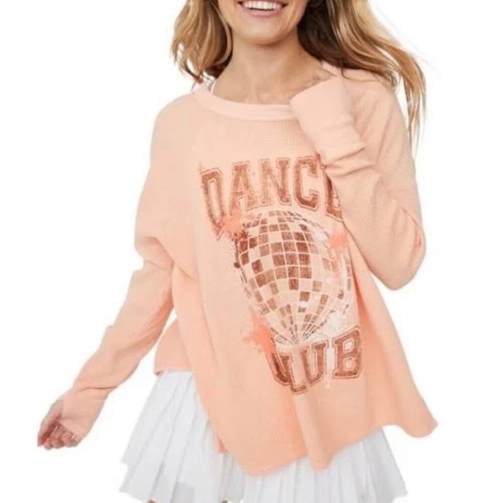 Offline by Aerie Dance Club Thermal Waffle Knit Long Sleeve Top M